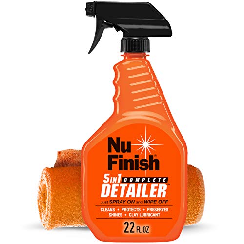 5-in-1 Complete Detailer Spray with Towel by Nu Finish, Preserves and Protects Car Detailing, Includes 1 Microfiber Towel, 22 Oz Spray (5-in-1 Detailer Spray with Towel)