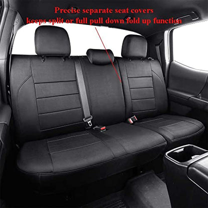 Custom Fit Tacoma Neoprene Car Seat Covers for Toyota Tacoma 2016 2017 2018 2019 2020 2021 2022 2023 Double Cab ((Black) / 2016-2023 Tacoma Full Set,4DR)