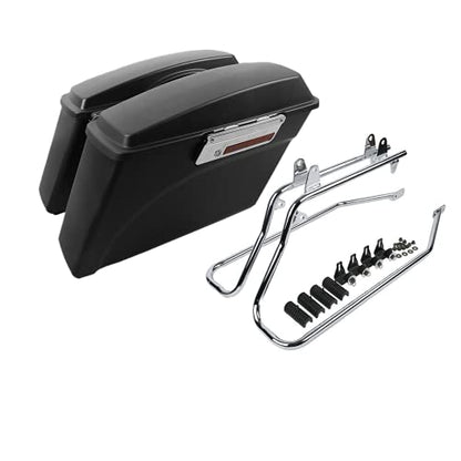 Motorcycle Hard Saddlebags with Chrome Conversion Brackets Fit For Harley Softail Deluxe Heritage Softail 1984 (Matte Black)
