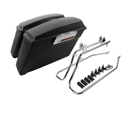 Motorcycle Hard Saddlebags with Chrome Conversion Brackets Fit For Harley Softail Deluxe Heritage Softail 1984 (Matte Black)