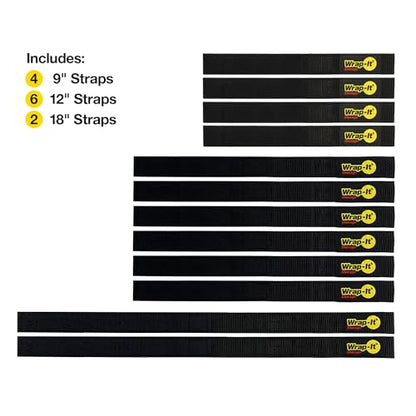 Quick Straps by Wrap (Black / Assorted 12-Pack)