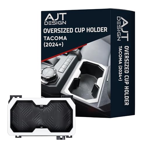 Oversize Cup Holder Compatible with Toyota Tacoma 2024+ (White/Black)