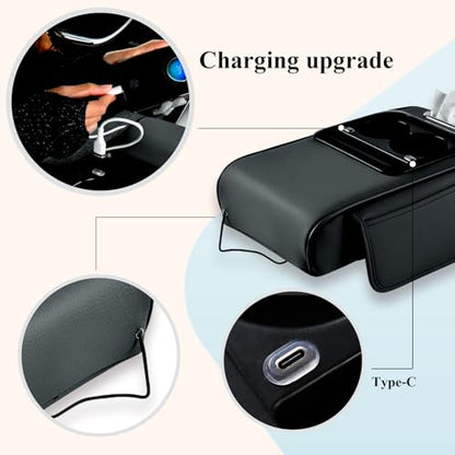 5-in-1 Genuine Leather Center Console Gloves Type-C Port