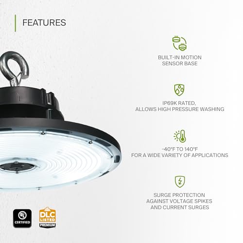 500W LED High Bay UFO Lighting (Black)
