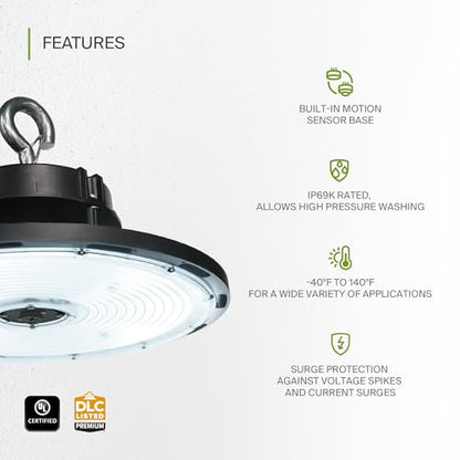 500W LED High Bay UFO Lighting (Black)