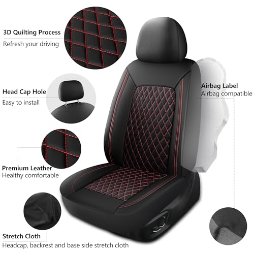 Faux Leather Front Car Seat Covers (N1 Black Redline / Front Seat)
