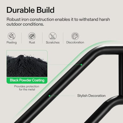 U Shape Stair Handrail 3 Step 28"x19" Wrought Iron Wall (Black / 3 Steps)