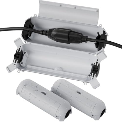 3 Pack] Flemoon Outdoor Extension Cord Safety Cover with Waterproof Seal (Light Grey / Small Box: 5.3" L x 2" W x 2" H)