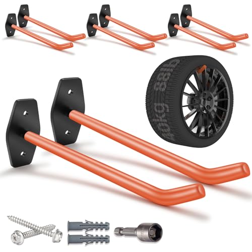 8 Pack 10 Inch Tire Wall Mount (8 Pack – Orange / 10" (250mm))