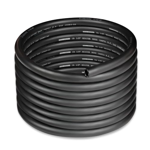 1 2" Heater Hose Coolant Radiator Straight 100PSI SAE 20R3 20FT Black (1/2 20FT)