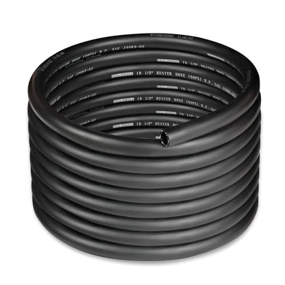 1 2" Heater Hose Coolant Radiator Straight 100PSI SAE 20R3 20FT Black (1/2 20FT)
