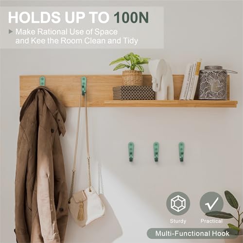 20 Pack Coat Hooks for Hanging (20pcs + Mint Green)