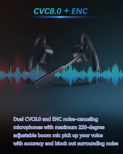 Bluetooth Headphones with Mic Open Ear Headphones Bluetooth 5.2 Headset with Dual CVC8.0 and ENC Noise (Black Q3pro)