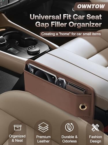 Premium Leather Car Seat Gap Filler Organizer (03 Brown, 1 Pack)