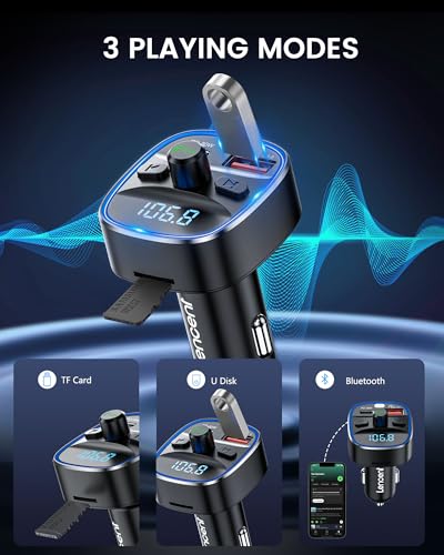 Bluetooth 5.4 FM Transmitter Car Adapter 48W PD Fast Charging (Colorful-48W)