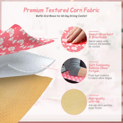 Pink Bow Car Center Console Armrest Cover with 2 Side Pockets (Bows-Whitek&Pink)