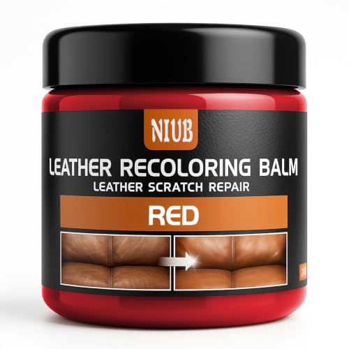 Leather Recoloring Balm Leather Color Restorer Scratch Repair Leather Paint for Furniture Couches Car Seats Shoes Bags Leather Dye and Restorer Restores Faded and Scratched Leather (Red)