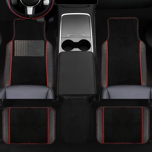 10 Pcs Car Floor Mats Full Set Car Accessories (Car Floor Mats Set / Red Line)