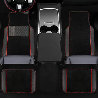 10 Pcs Car Floor Mats Full Set Car Accessories (Car Floor Mats Set / Red Line)