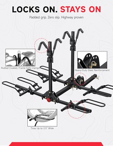 Young 4 Bike Rack Hitch Mount Platform Style Carrier for Cars Trucks SUVs Minivans with 2" Hitch Receiver (4-BIKE RACK 160 LBS)