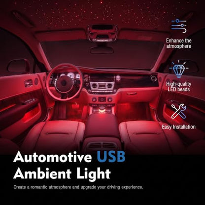 Car Interior USB LED Lights (1 PC / Red)