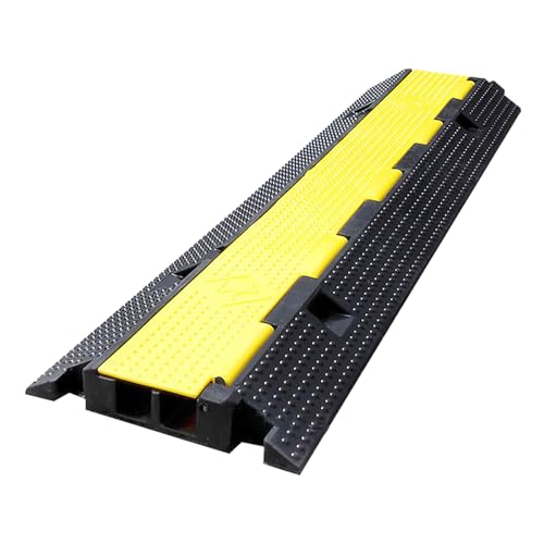 1 Pack Rubber Cable Ramp Hose Cable Protector Ramp 2 Channel 22000Lbs Load Capacity Traffic Speed Bump Wires Power Lines Extension Cord Cover for Indoor Outdoor (22000Lbs-2Channel-1Pack)