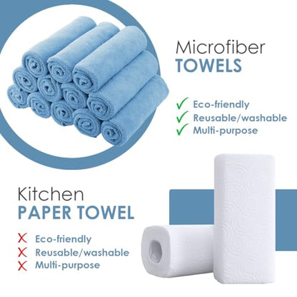 Microfiber Cleaning Cloths (Pack of 100 - 12x12 Inches / Blue)