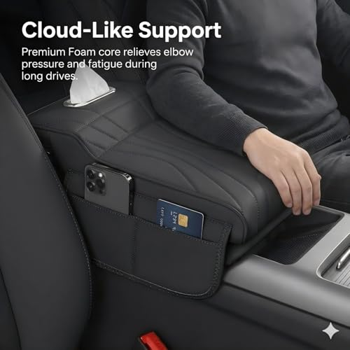 Car Center Console Cover with Tissue Box Holder (Black-2)