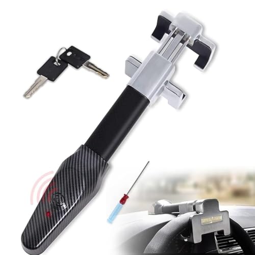 Steering Wheel Lock with Alarm and Light (Black + Silver)