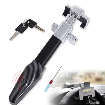 Steering Wheel Lock with Alarm and Light (Black + Silver)