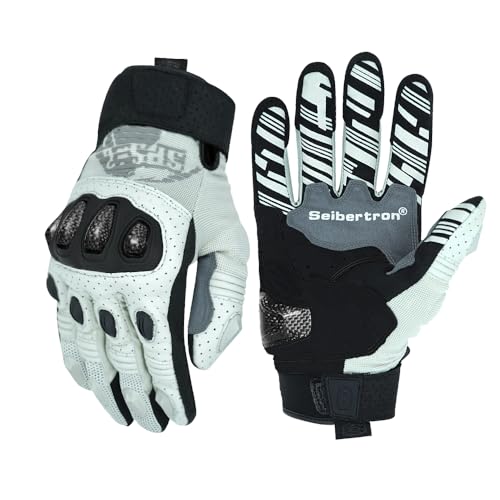 SPS 2 Unisex Touchscreen Road Racing Motorcycle MTB Sports Gloves Also fit BMX MX ATV Mountain Bike Bicycle Cycling Off (White SPS-2 / S Adult)