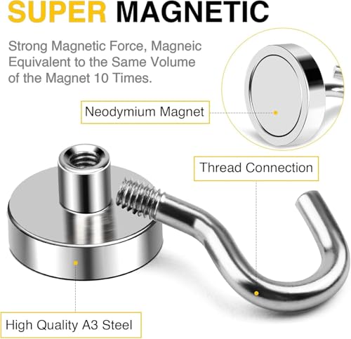 Magnetic Hooks 12pcs 85lbs Cruise Essentials 2026 Magnet Hook (Silver / 0.98in)