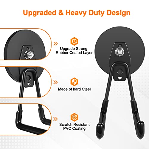 Strong Magnetic Hooks Heavy Duty Large Magnet Garage Storage Hooks (Black)