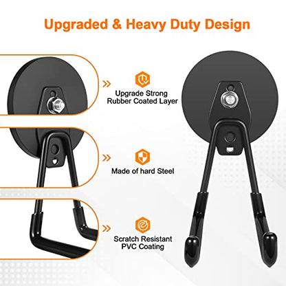 Strong Magnetic Hooks Heavy Duty Large Magnet Garage Storage Hooks (Black)