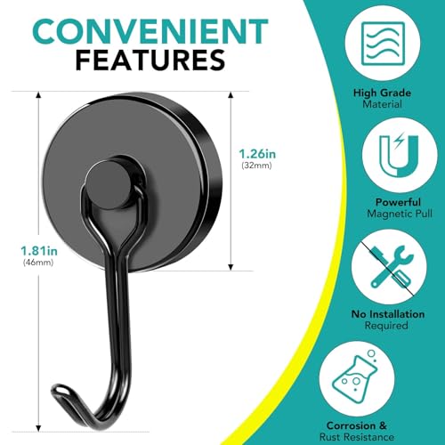 Magnetic Hooks (Black / 1.26in)