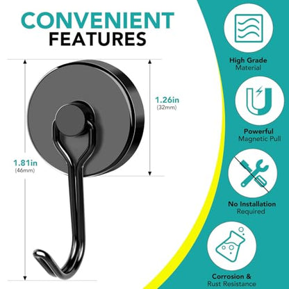 Magnetic Hooks (Black / 1.26in)
