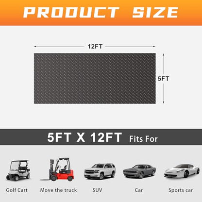 2.5mm Thickened 5Ft x 12Ft Garage Floor Mat Rubber Flooring Roll (5Ft x 12Ft--Grey)