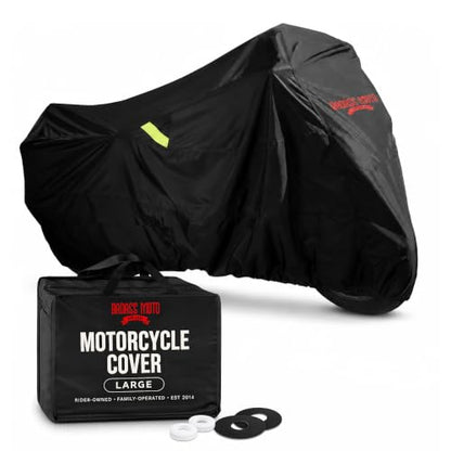 Waterproof Motorcycle Cover for Large Cruisers (Badass Black / [L] 97"L x 41"W x 57"H)