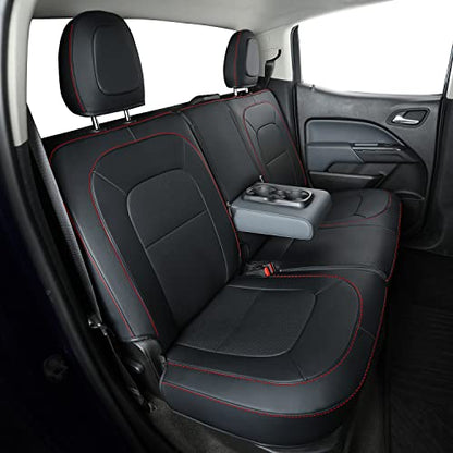 Chevy Colorado Seat Covers ((2015-2022) Full Set / Black&Red)