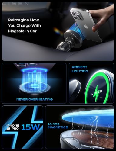 15W MagSafe Car Mount Charger (Black Gray)