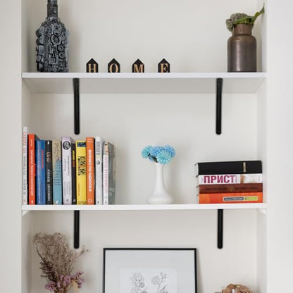 16 Pack L16 x H 10" Black Heavy Duty Shelf Brackets with Screws Metal Shelf Brackets Shelf Support Angle Brackets for Shelves L Brackets Heavy Duty Floating Shelf (16 Pack-Black / 16''x10'')
