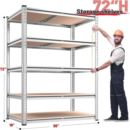 2020LBS Garage Shelving Heavy Duty Metal Shelving 5 Tier Storage Shelves (Galvanized)