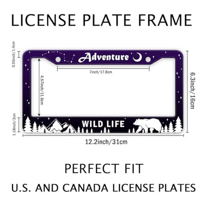 Mountains Forest Bear License Plate Frame for Jeep (Adventure -Purple)