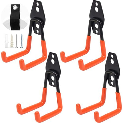 Heavy Duty Garage Storage Hooks 4 Pack Garage Tool Organizer Wall Mount (Small)