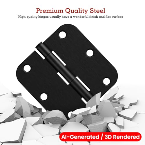 Rounded Door Hinges 3.5" X 3 1 (Brushed Black-Rounded / 18 Pack-no squeak)