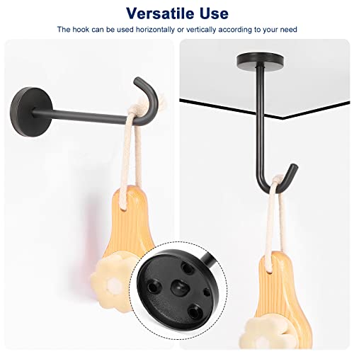 Coat Hooks Wall Mount Hooks for Hanging Hat Hurse Robe (Matte Black / 4 Inch (Ceiling))
