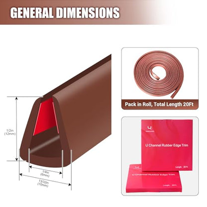 Rubber Edge Trim (Fit 1/4" - L20' / Brown)