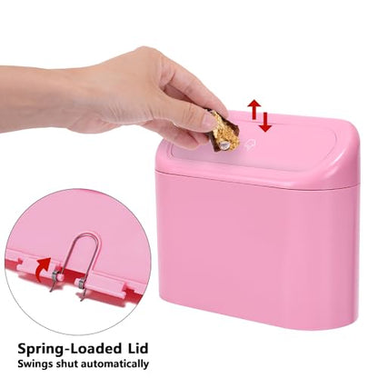 2 Pack Mini Car Trash Can with Lid (Pink)