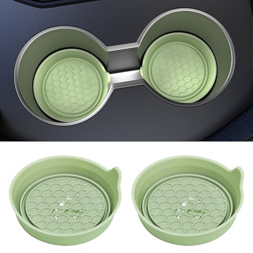 2 Pack Car Cup Coaster Silicone Spill (Tea Green Solid / 2 Pack)