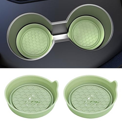 2 Pack Car Cup Coaster Silicone Spill (Tea Green Solid / 2 Pack)